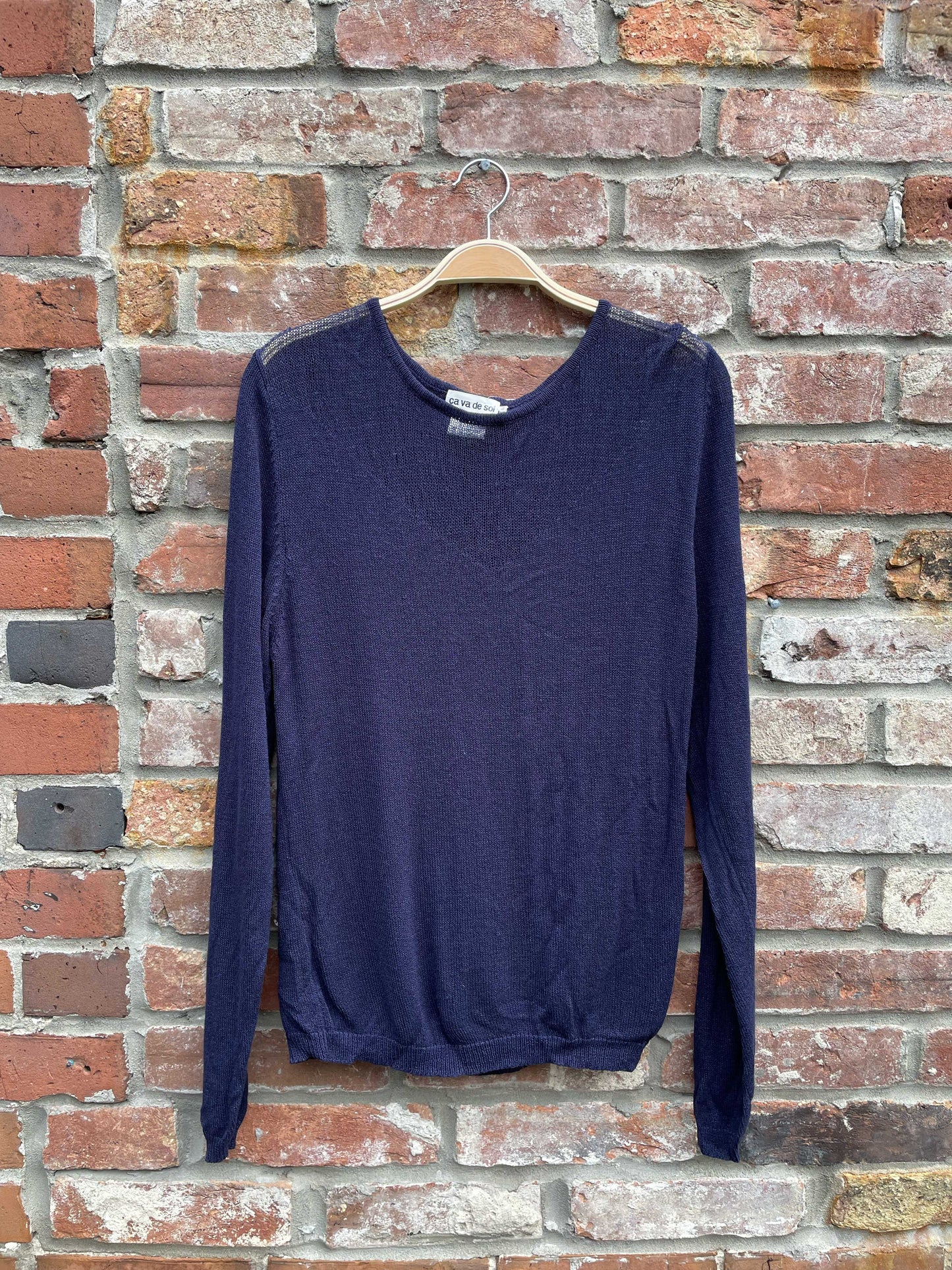 vintage ca va de soi sweetheart mesh knit top