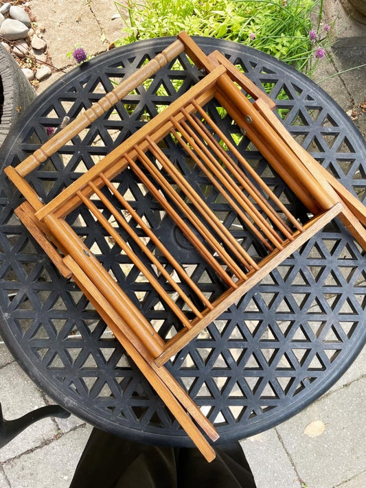 vintage wood folding magazine rack - good market thrift store