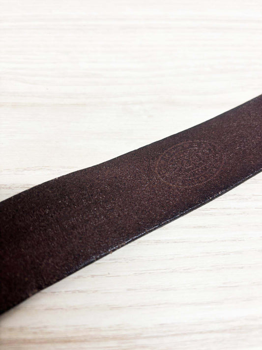 roots leather brass buckle belt