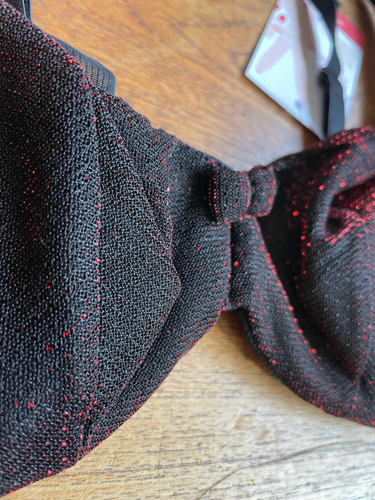 vintage jessica red metallic mesh underwire bra