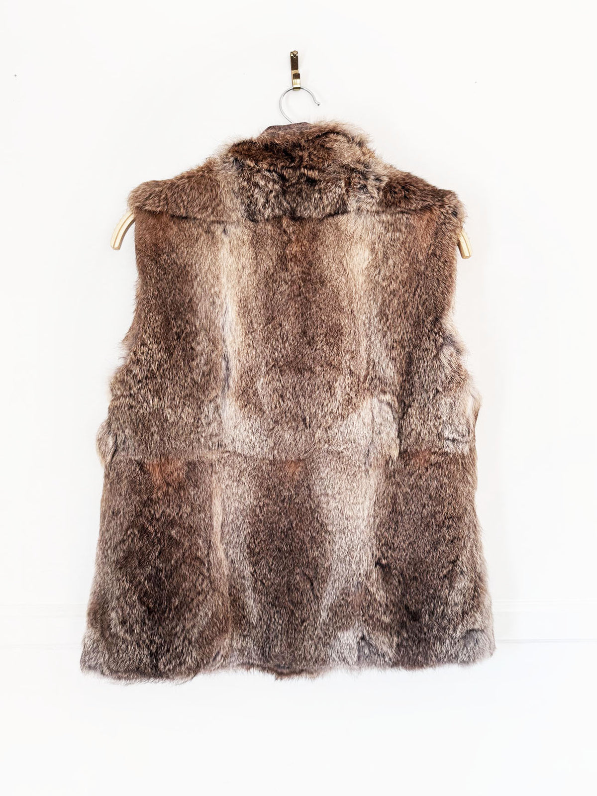 vintage bushwacker rabbit fur + suede reversible vest