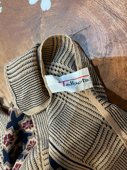 vintage talbots houndstooth trim silk scarf