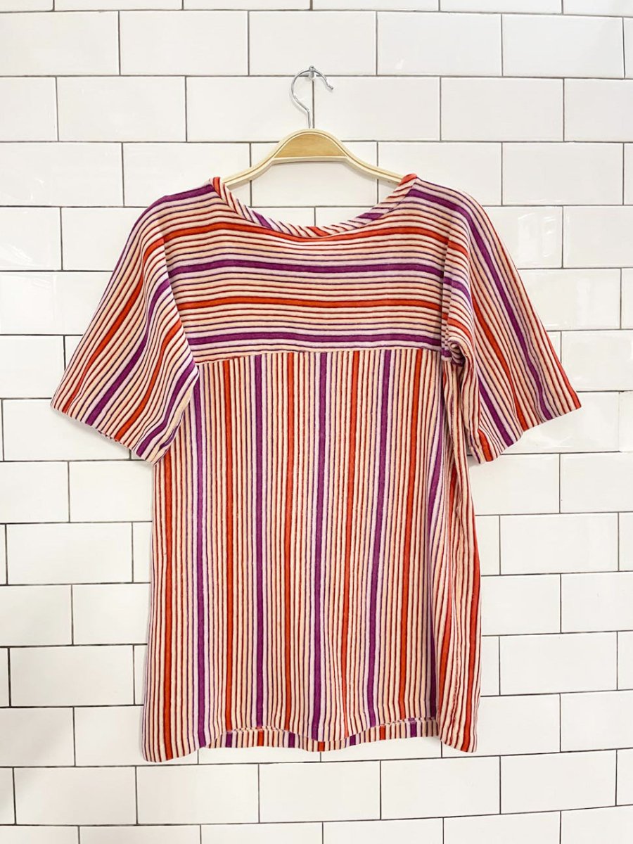 vintage 60s st michael velour striped short sleeve top - good market thrift store