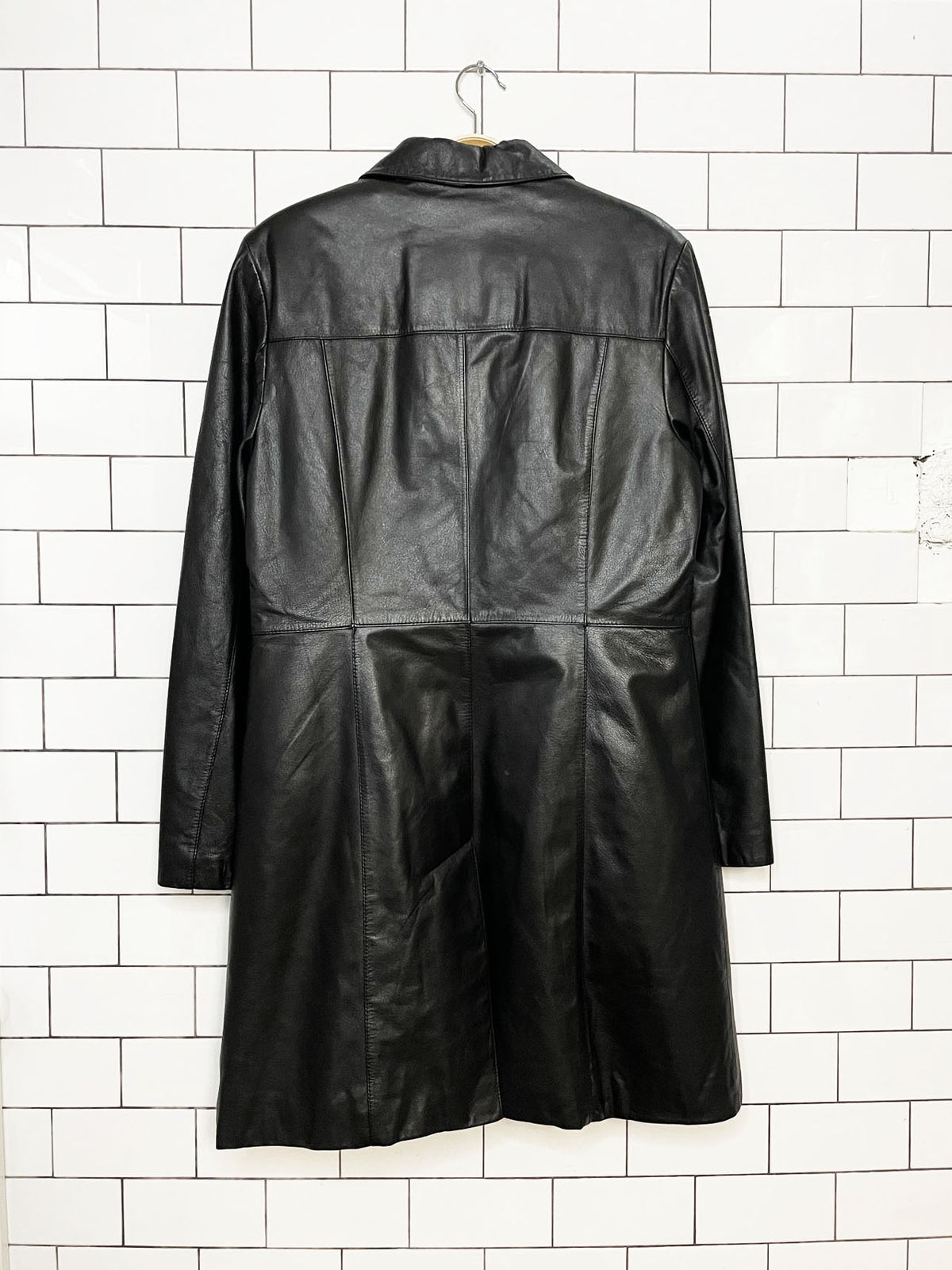 vintage 00s danier leather full button long jacket | removable liner