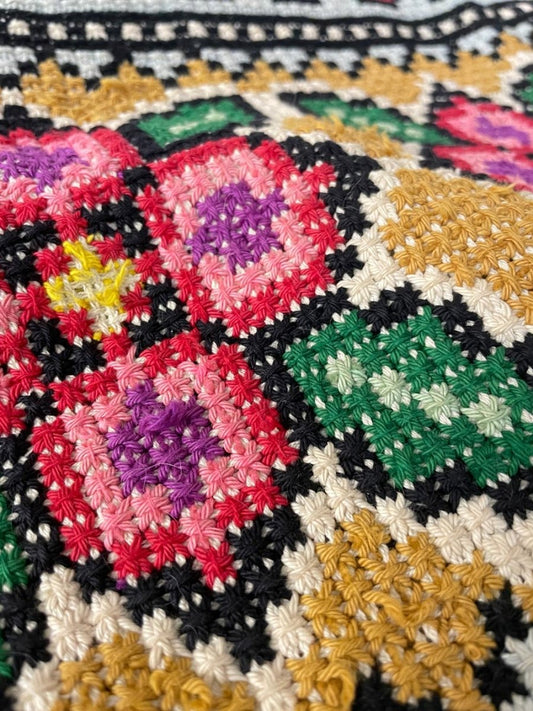 vintage ukranian folk art cross stitch throw pillow cover - good market thrift store