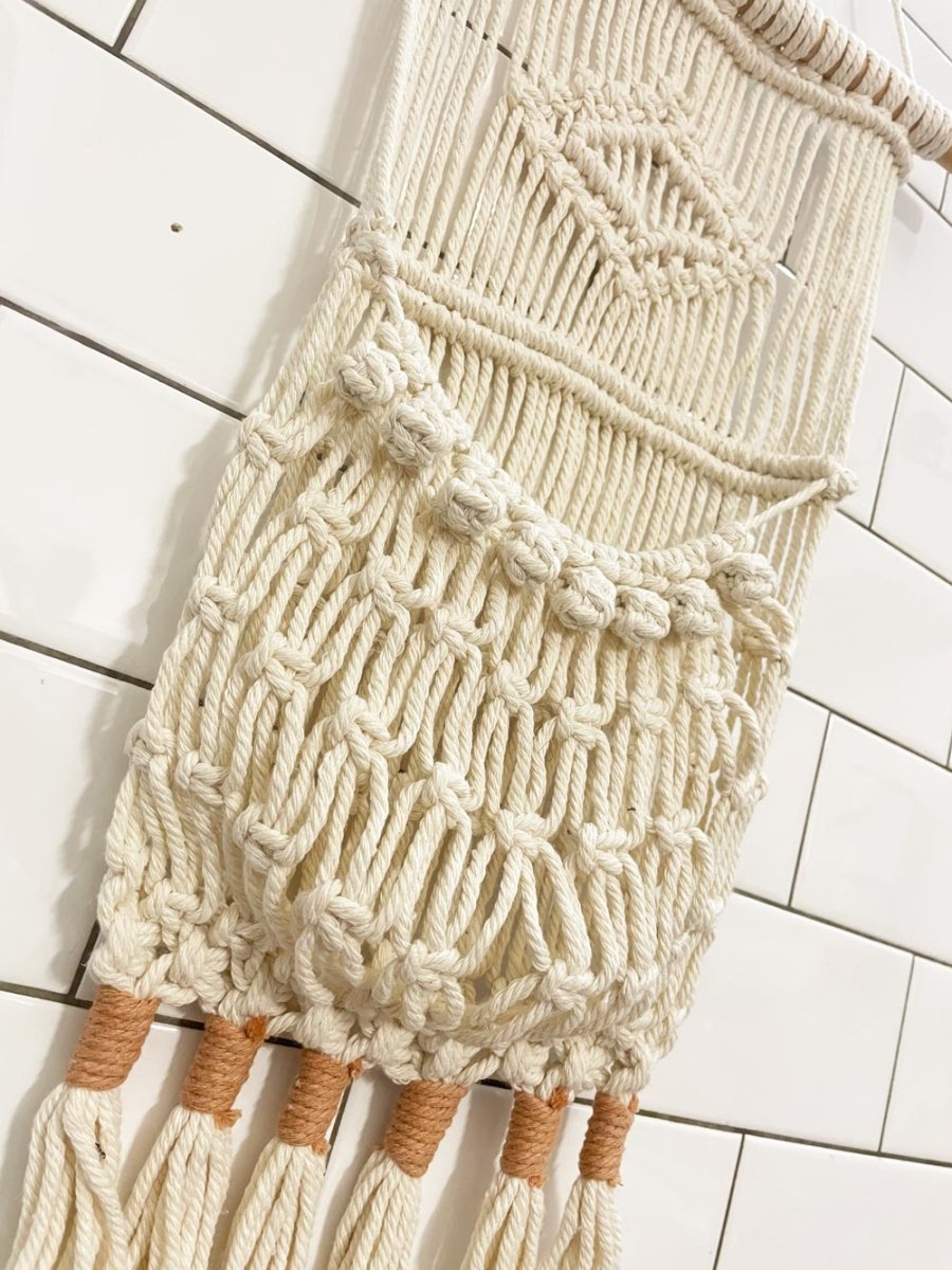boho macrame pouch wall planter - good market thrift store