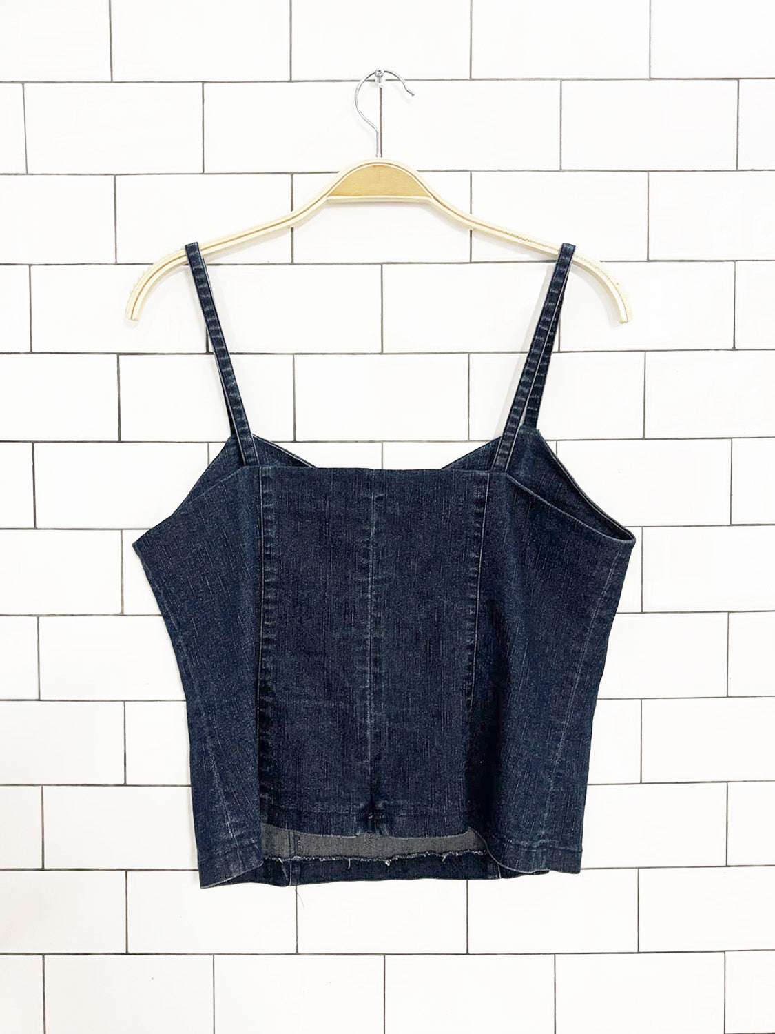 vintage uptown girl bedazzled gem denim tank top