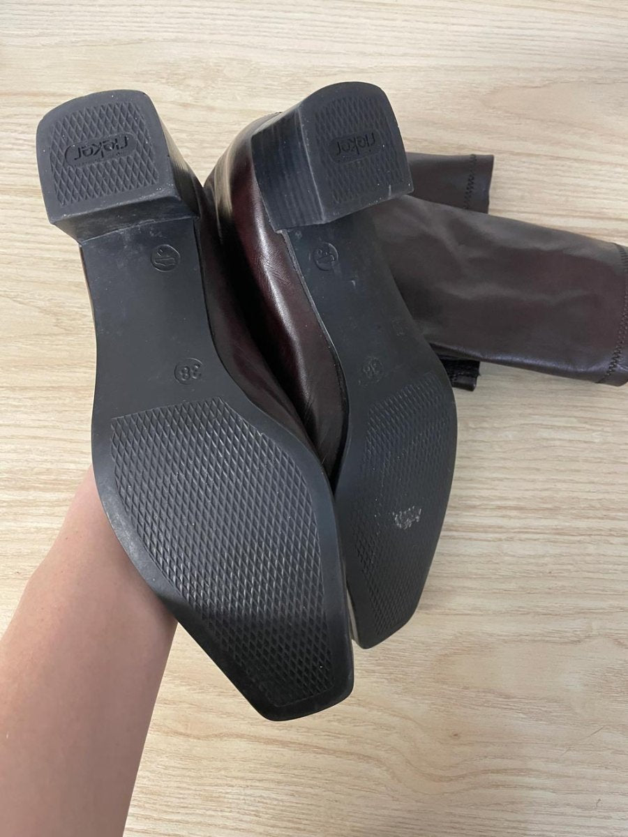 vintage 00s reiker faux leather stretch low heel boot - good market thrift store