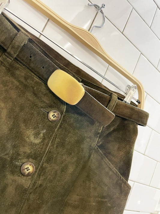 vintage 90s danier suede belted full button midi skirt - good market thrift store