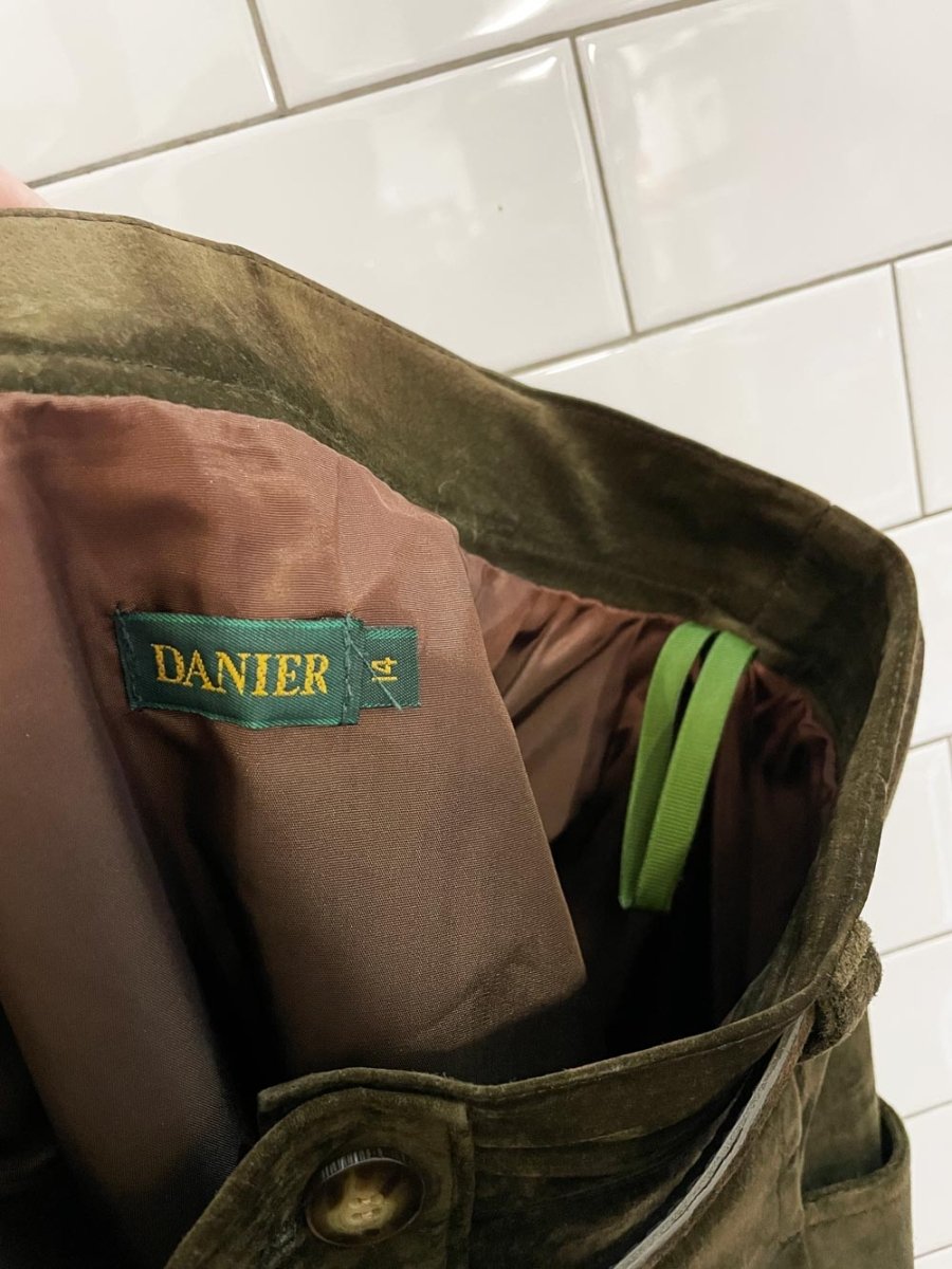 vintage 90s danier suede belted full button midi skirt - good market thrift store