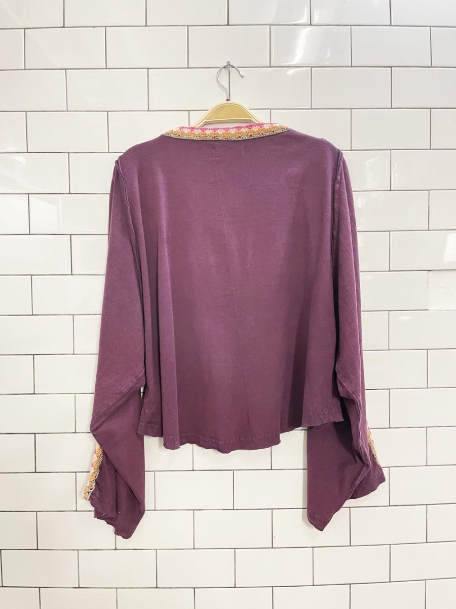 we the free people crochet trim bell sleeve cardigan - good market thrift store