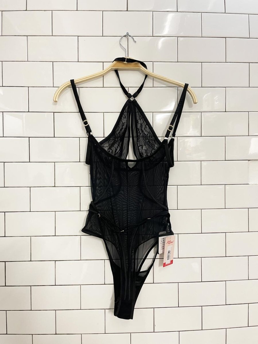 nwt mariemur bondage lace mesh lingerie bodysuit - good market thrift store