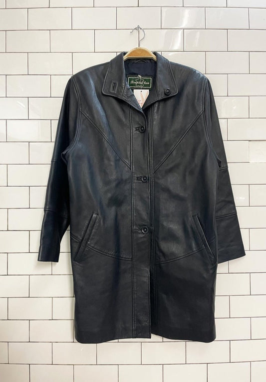 vintage navy minimal butter leather jacket - good market thrift store