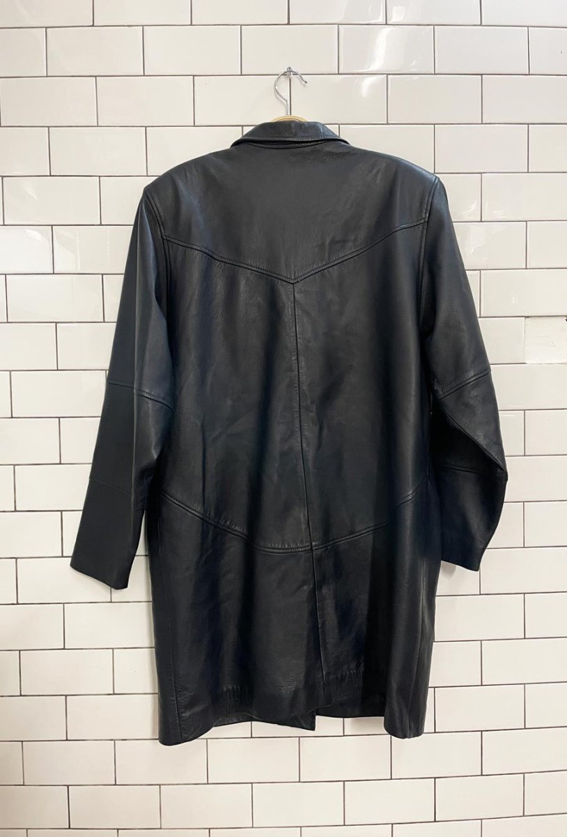 vintage navy minimal butter leather jacket - good market thrift store