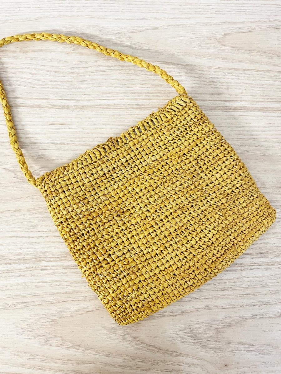 american eagle straw woven tassel crossbody - good market thrift store