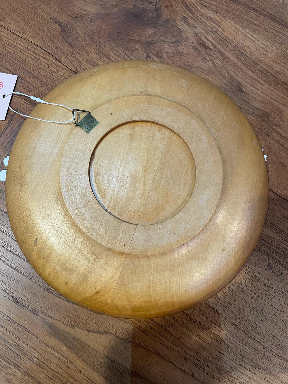 vintage 70s hand-carved wool plate wall hanging