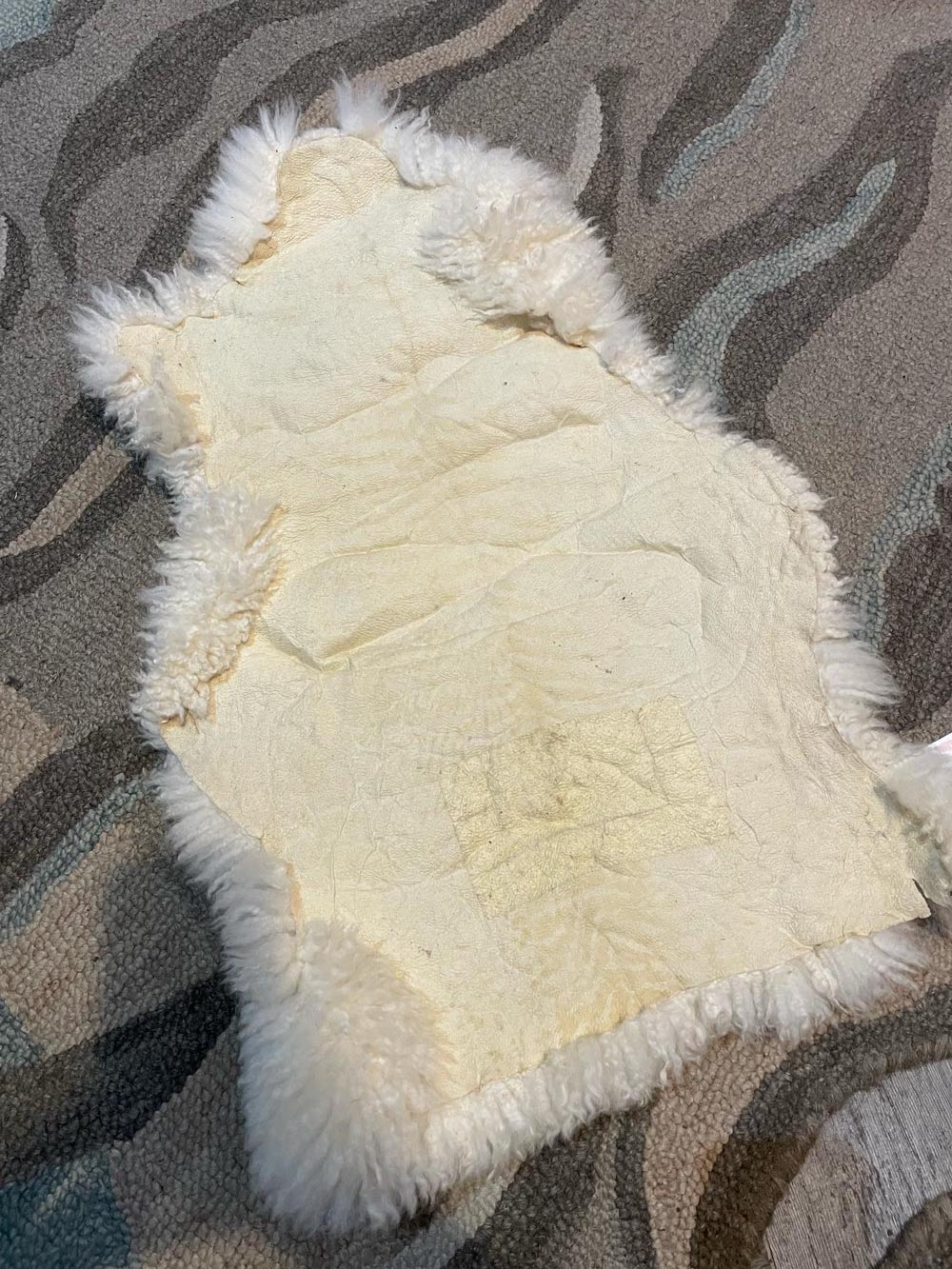 vintage small sheepskin rug / chair cover