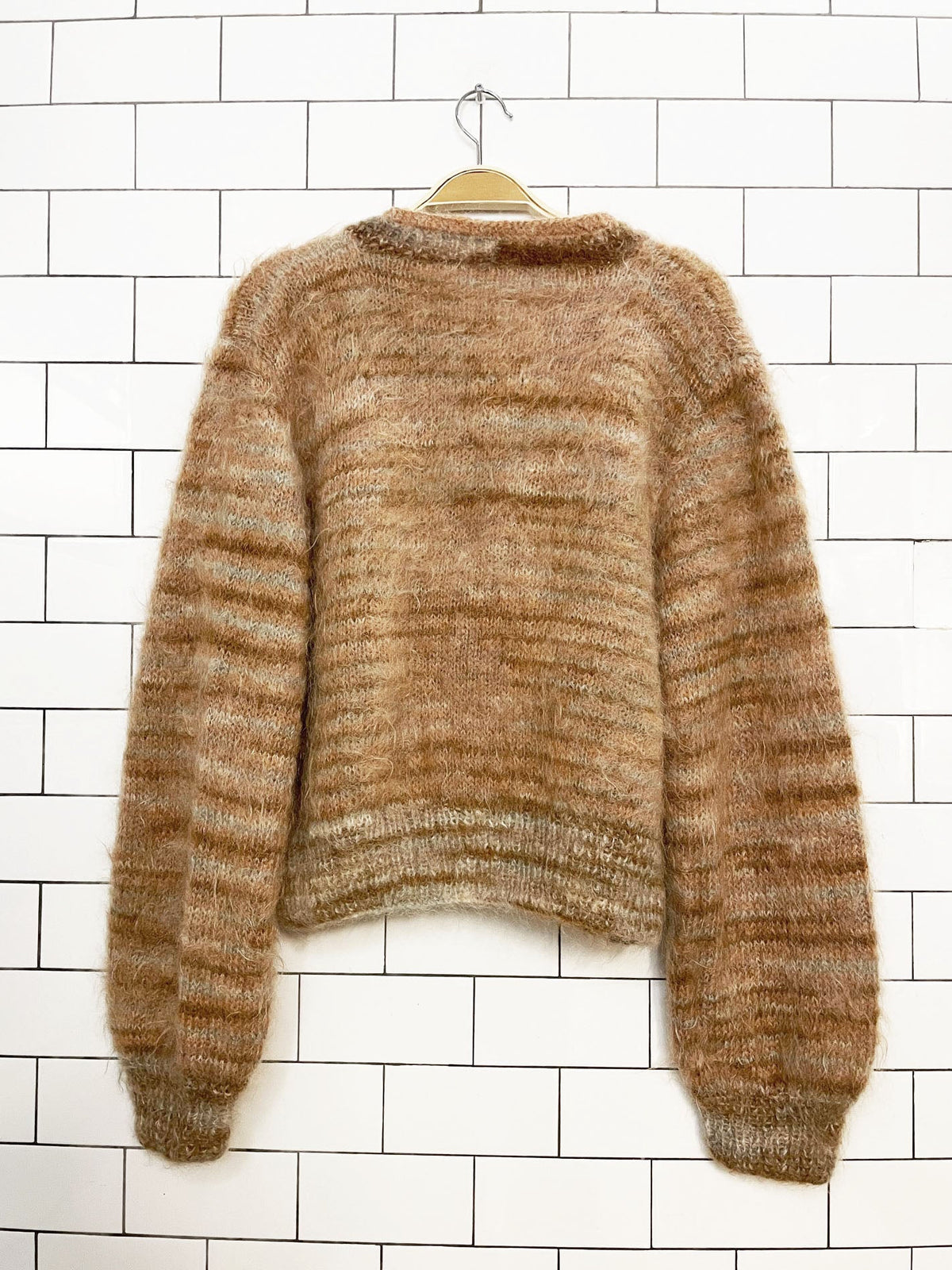 vintage mohair balloon sleeve knit cardigan sweater