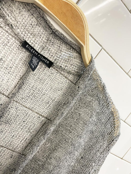 eileen fisher linen - blend loose knit open cardigan - good market thrift store