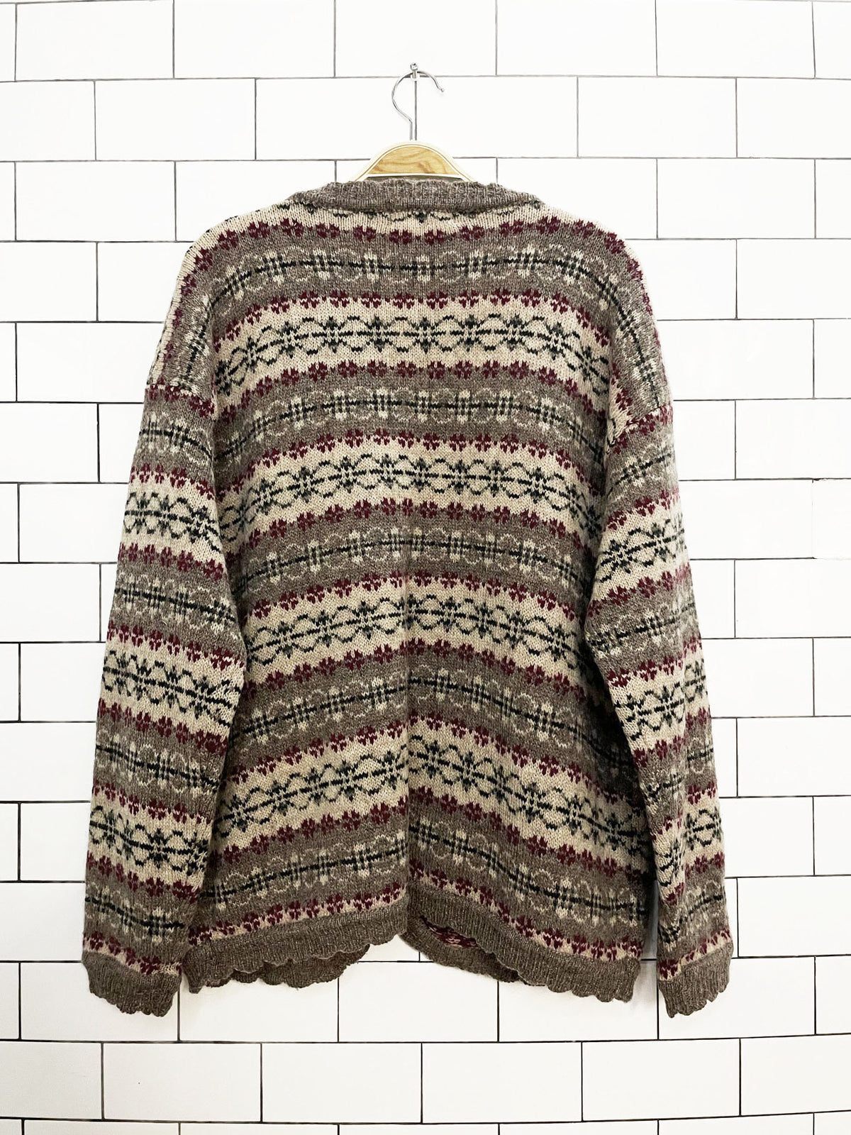 vintage 90s simpatico 100% shetland wool fair isle cardigan