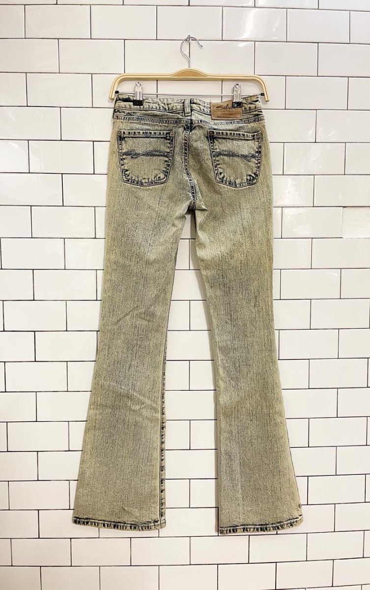 y2k silver spur acid wash flare leg jeans - good market thrift store