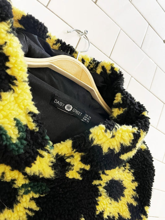 daisy street fleece sunflower hoodie pullover jacket | asos - good market thrift store