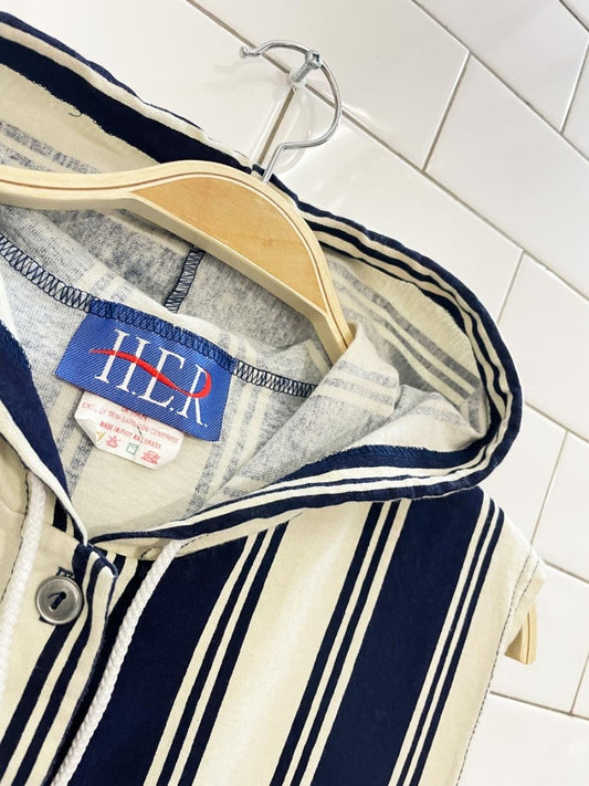 vintage 90s HER hooded striped sleeveless shirt - good market thrift store