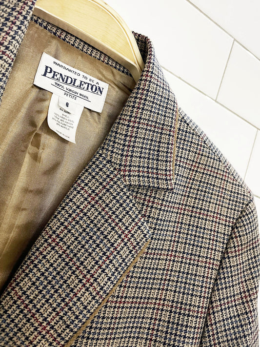 x2 vintage pendleton 100% wool houndstooth blazer trouser suit