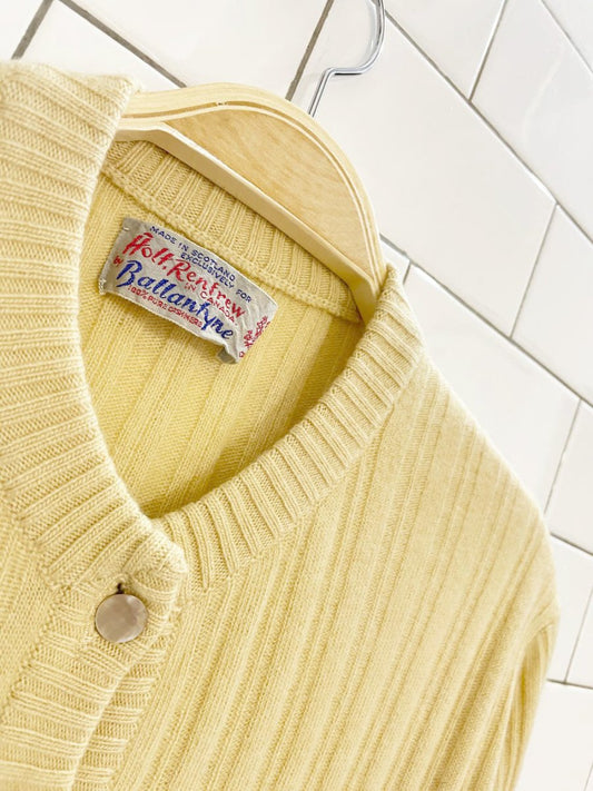 vintage 50s ballantyne 100% cashmere rib knit cardigan sweater | holt renfrew - good market thrift store