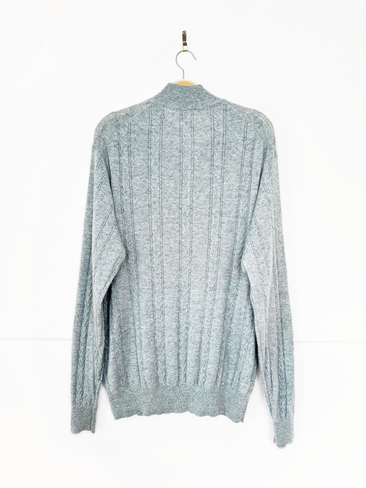 vintage pete millar cashmere-linen 1/4 zip cable knit sweater