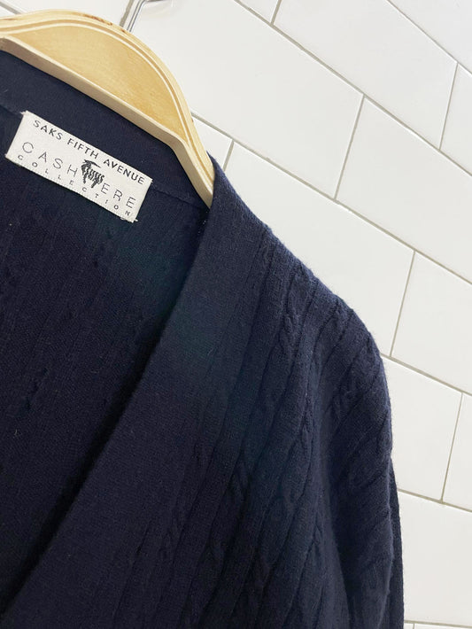 vintage 80s saks fifth avenue cashmere cable knit cardigan