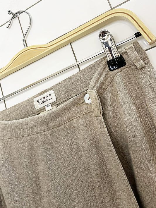 vintage woman collection 100% linen wrap maxi skirt