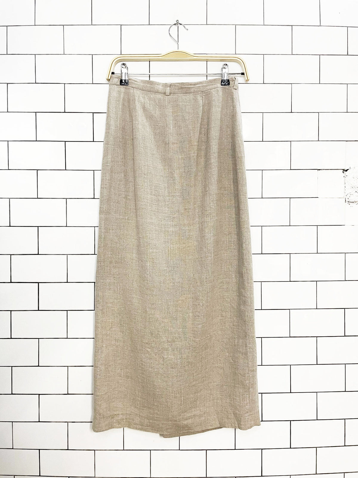 vintage woman collection 100% linen wrap maxi skirt