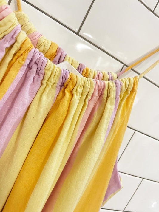 mango niza striped cotton tiered summer midi dress - good market thrift store