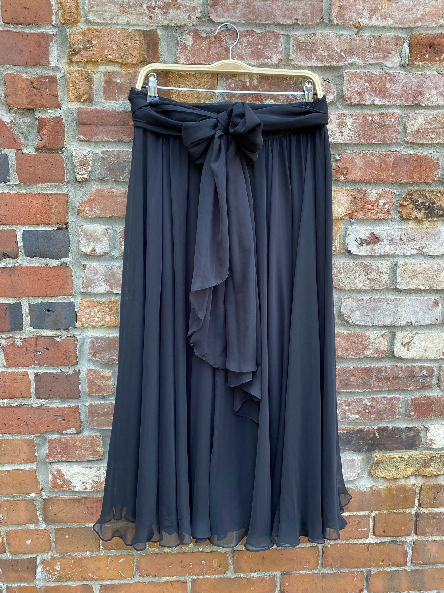 vintage 80s casadei chiffon belted midi skirt