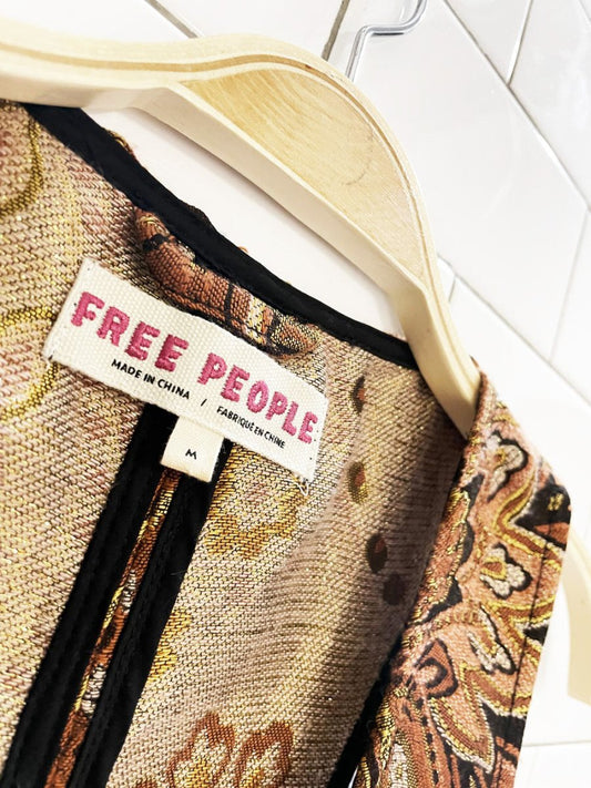 free people paris nights metallic jacquard vest top - good market thrift store