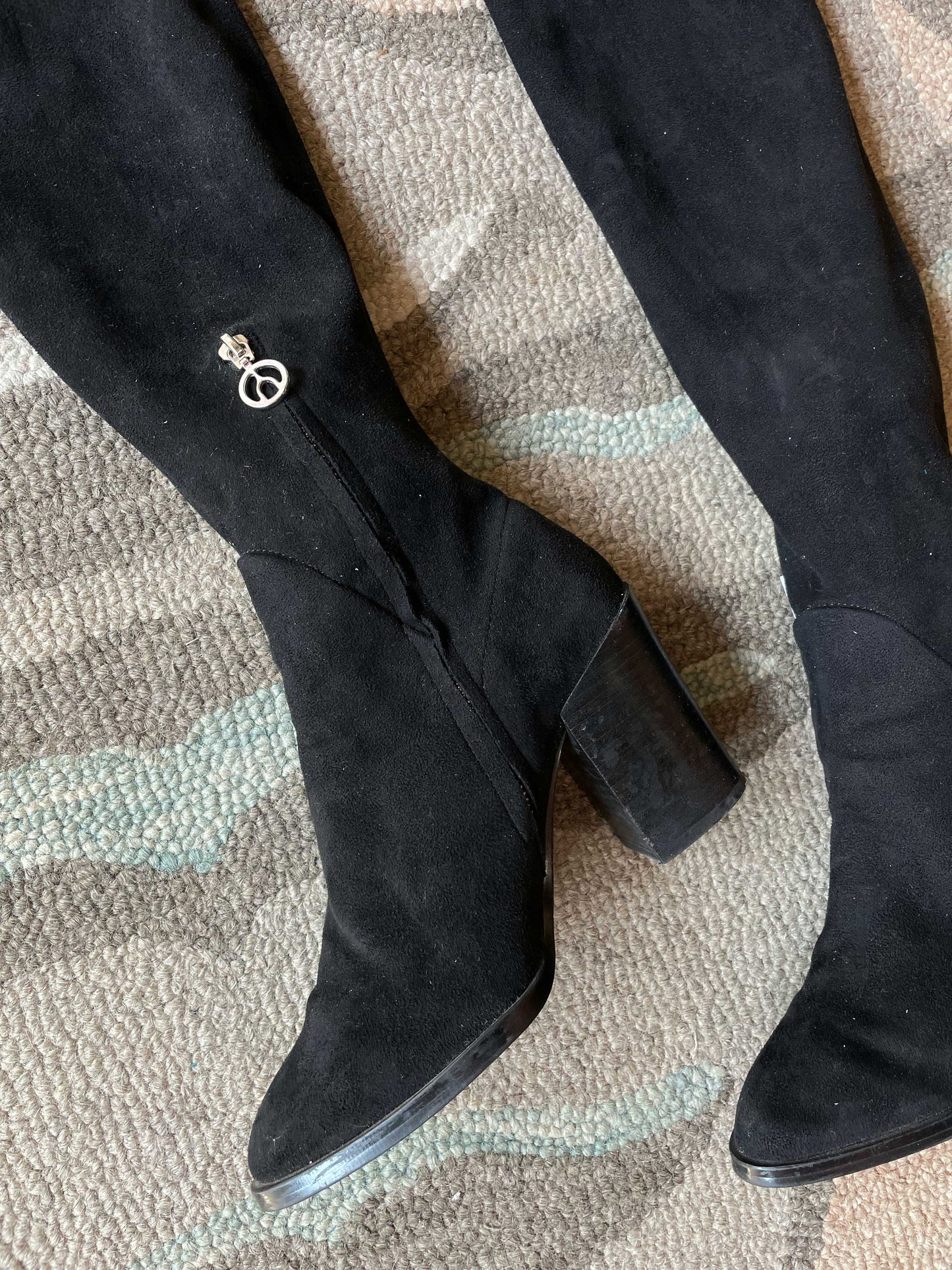 wishbone suede over the knee heeled boots