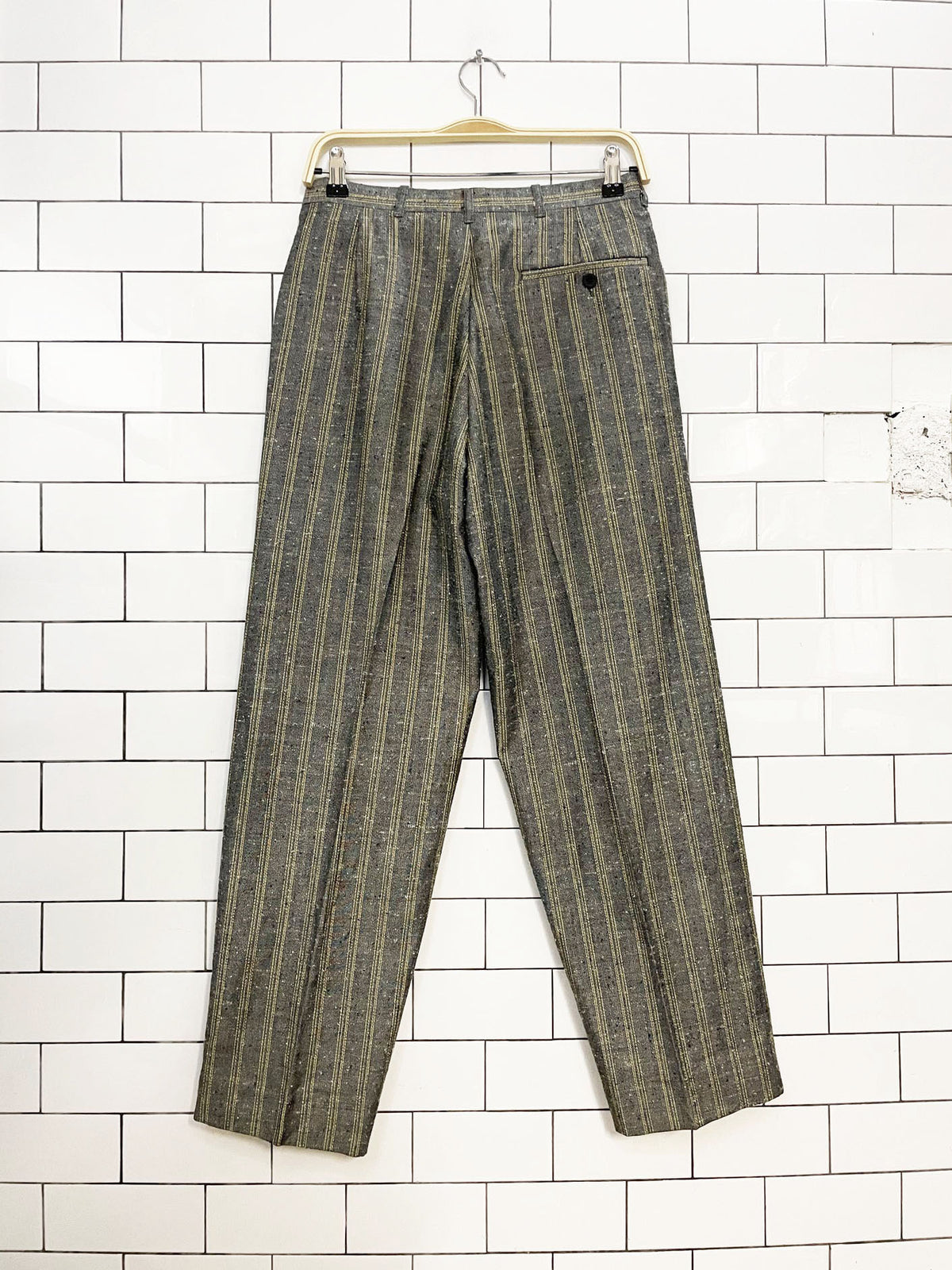 vintage cacharel stripe textured pleated trousers | made in canada
