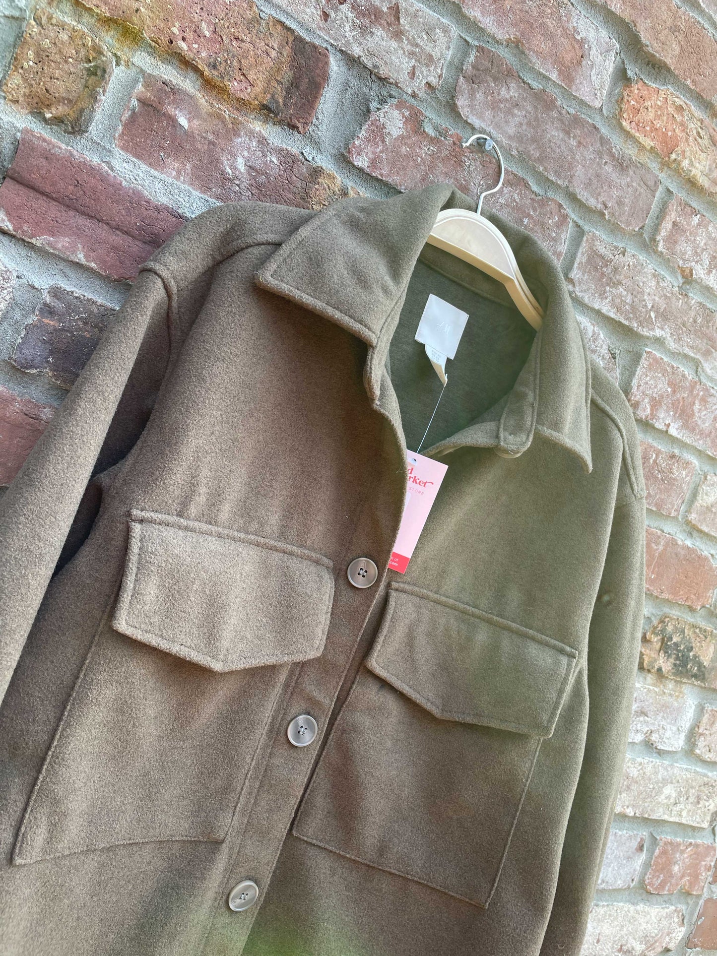 h&m 2023 long felted shirt jacket
