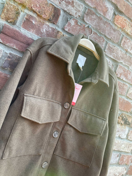 h&m 2023 long felted shirt jacket