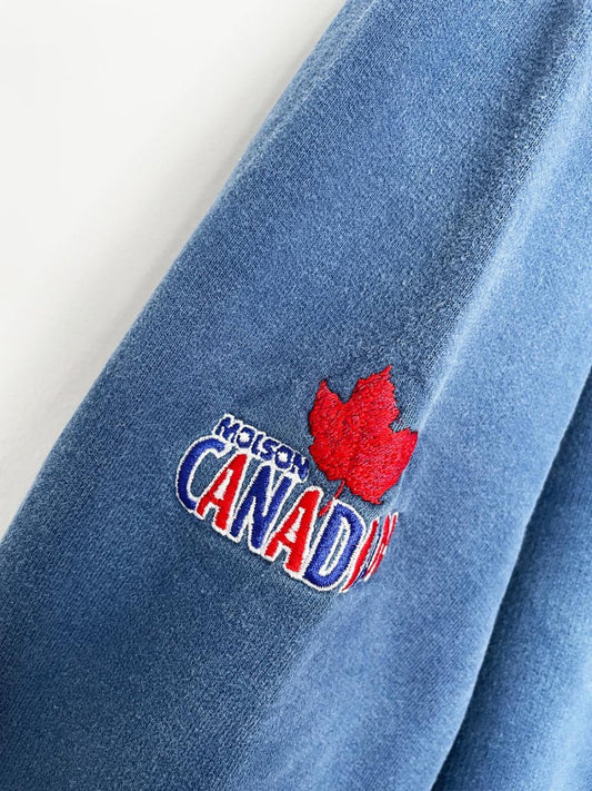 vintage 90s "I AM" canadian molson 1/4 zip faded cottage sweatshirt | plain + simple - good market thrift store