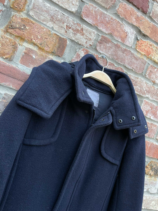 jnby hooded navy wool blend coat