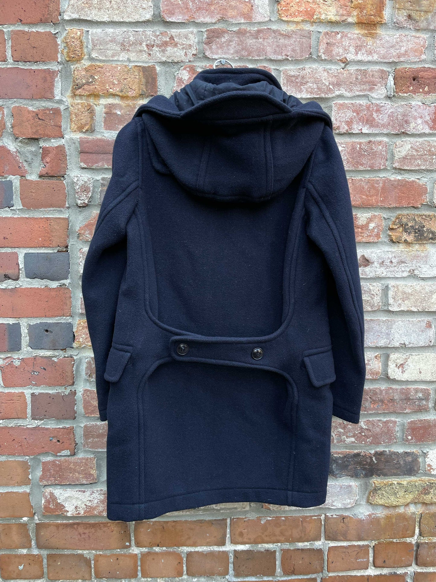 jnby hooded navy wool blend coat