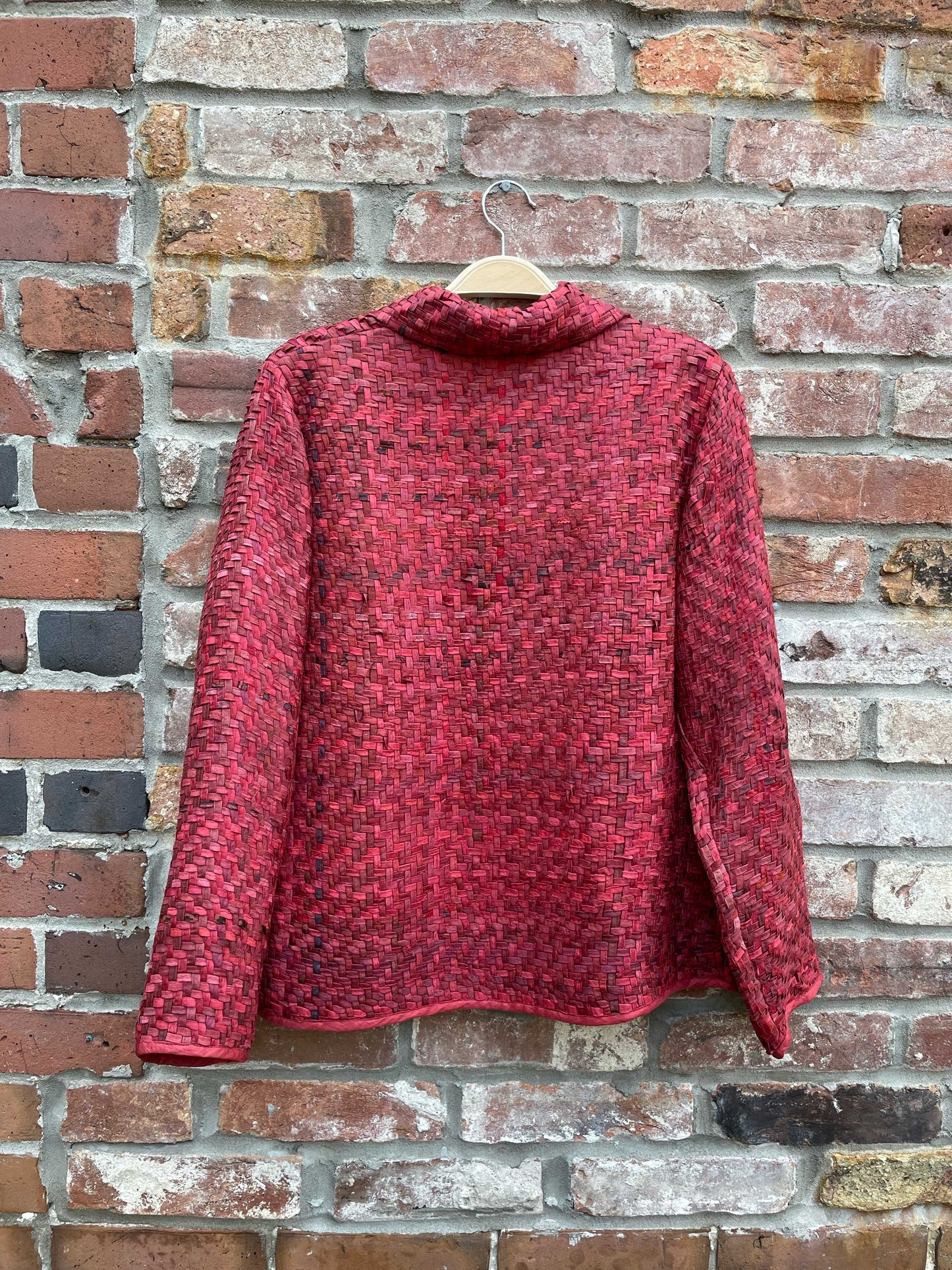 vintage silk basketweave open jacket