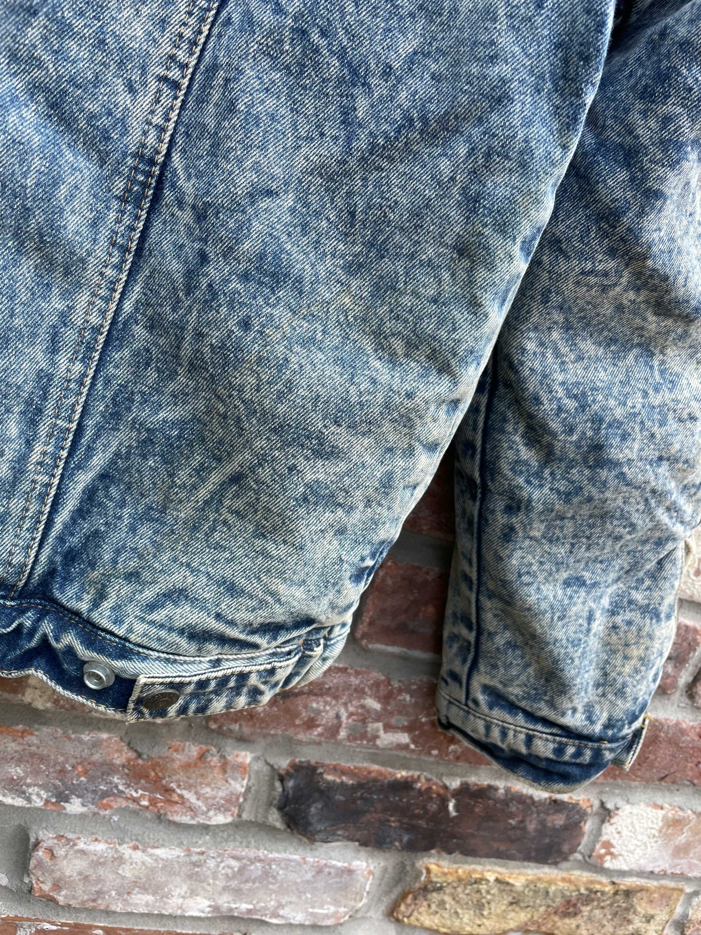 vintage brass rail sherpa lined denim jacket