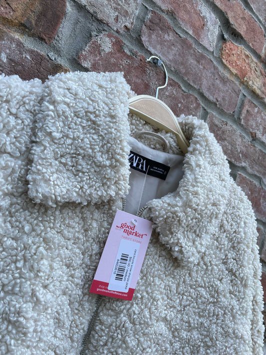 zara boucle snow sherpa jacket