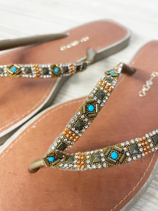 prego boho gem square toe thong sandal - good market thrift store