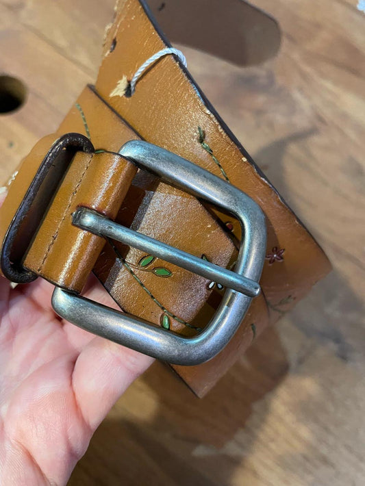 vintage made in usa stamped leather belt