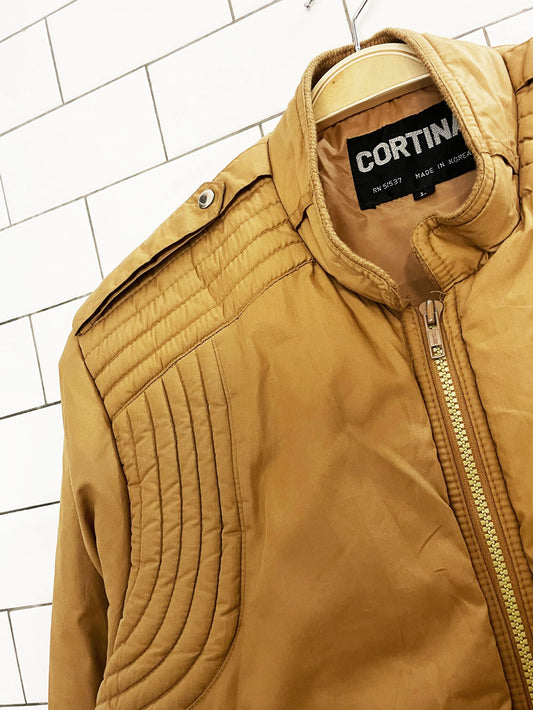 vintage 80s cortina quilted shoulder bomber jacket