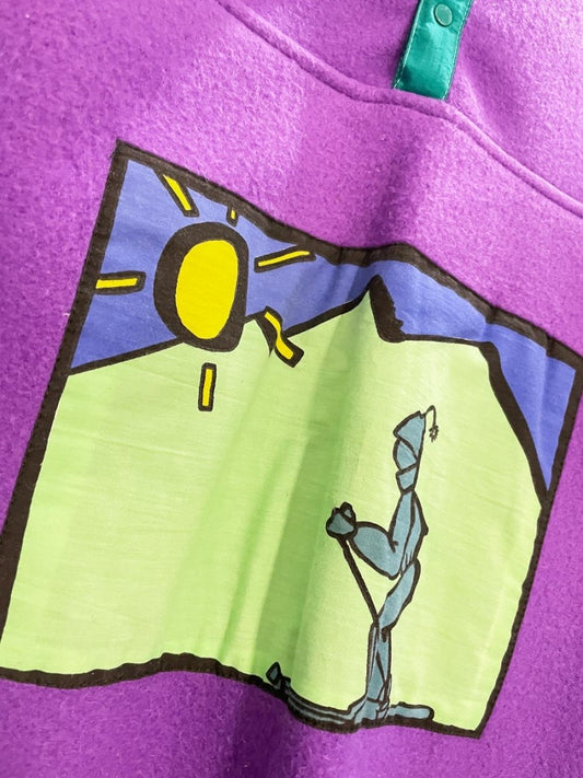 vintage 90s sun sations 1/4 snap button skier fleece pullover - good market thrift store